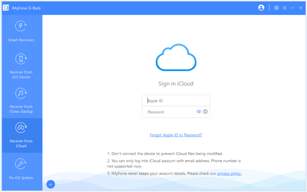 Sign in to your iCloud account