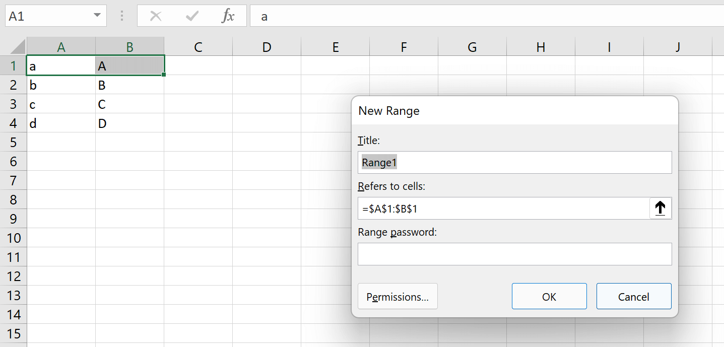 Add New Range in Excel to Allow Edit