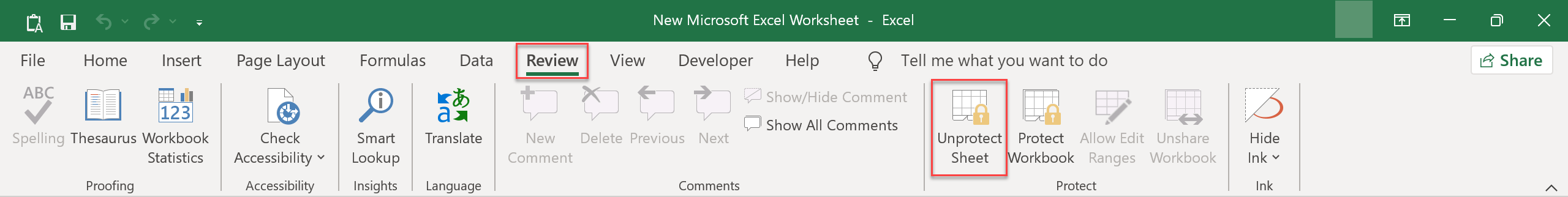 Unprotect Excel Sheet Before Locking Cells