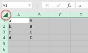 Click the Select All Button to Select All the Cells in Excel