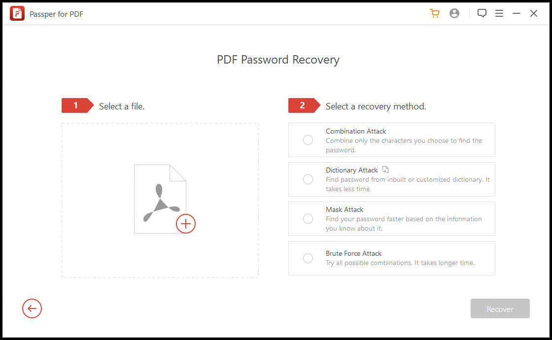 Select the Secured PDF to Unsecure in Passper for PDF